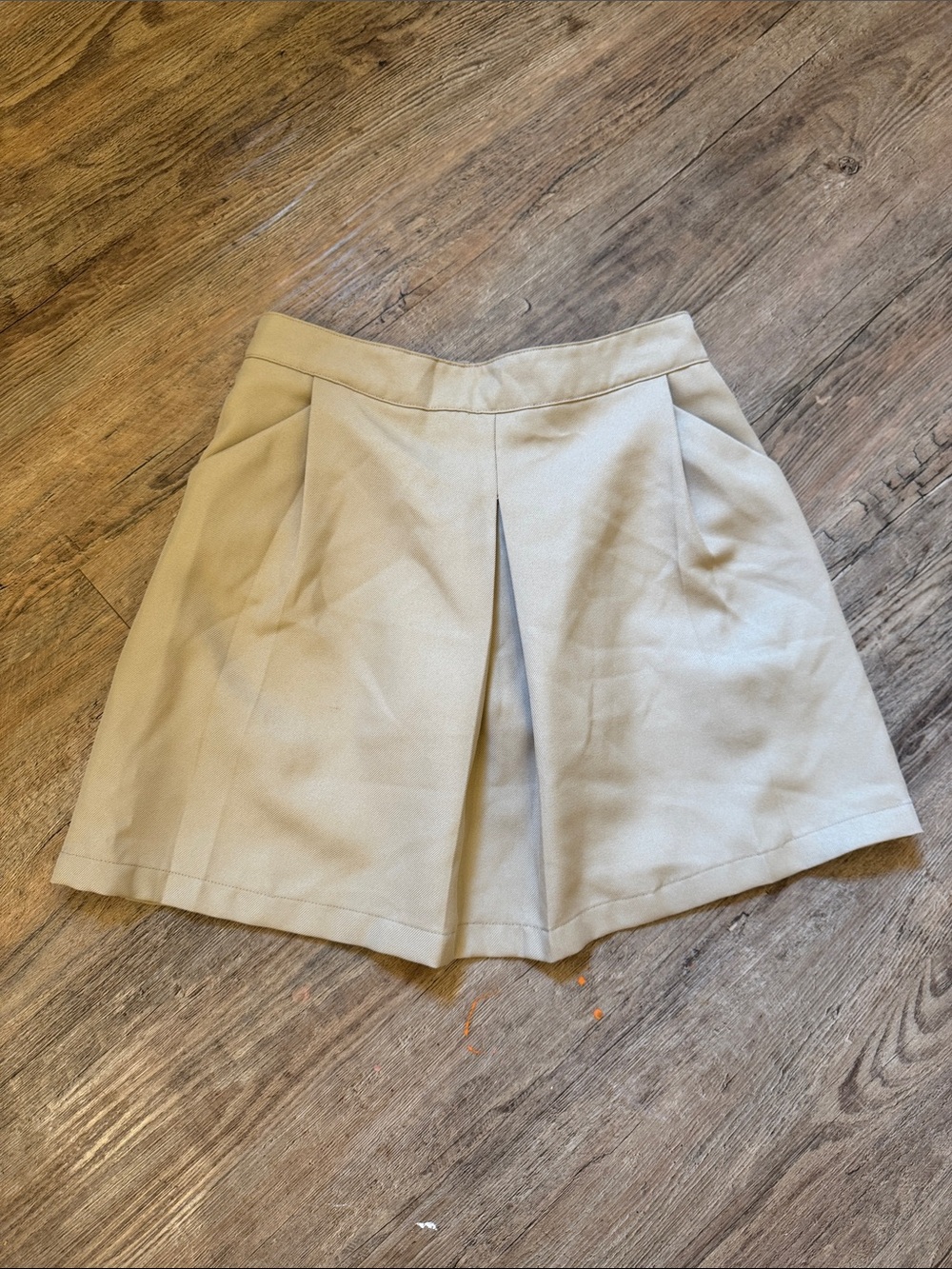 Chaps Girls Khaki Pleated Skort with Center Box Pleat